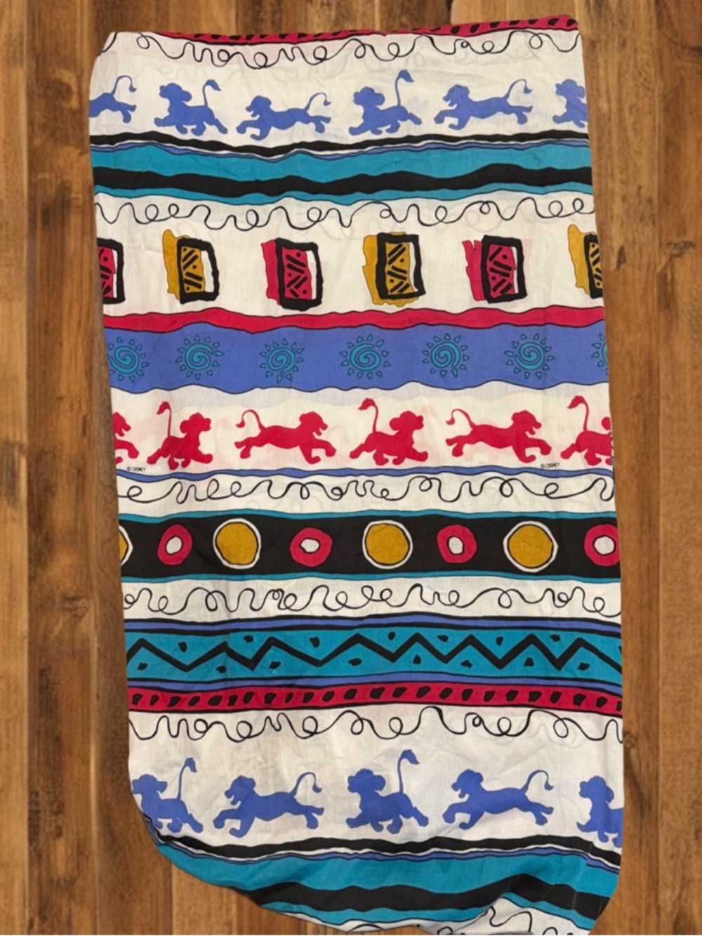 Vintage Disney Lion King Fitted Sheet Simba Print Twin 90s Bedding Fabric